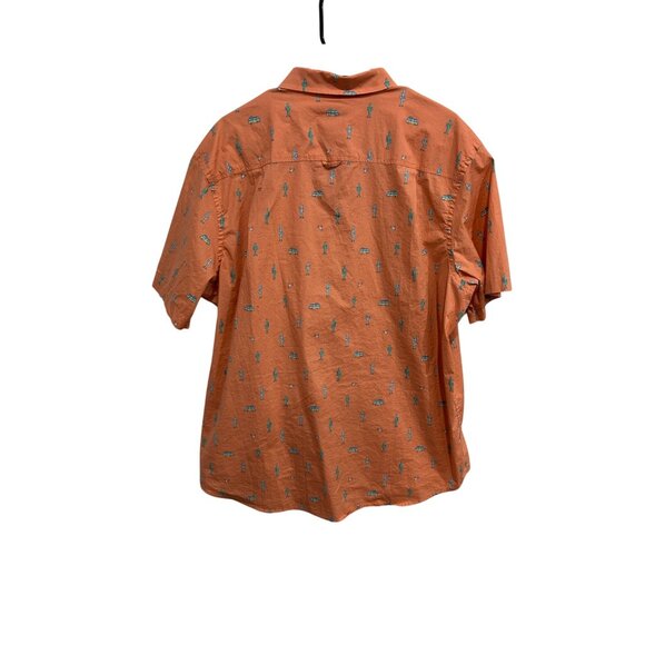 Club Room Short Sleeve Button Up Shirt Orange Sz XXL Cactus & Car Print Casual - Picture 2 of 9